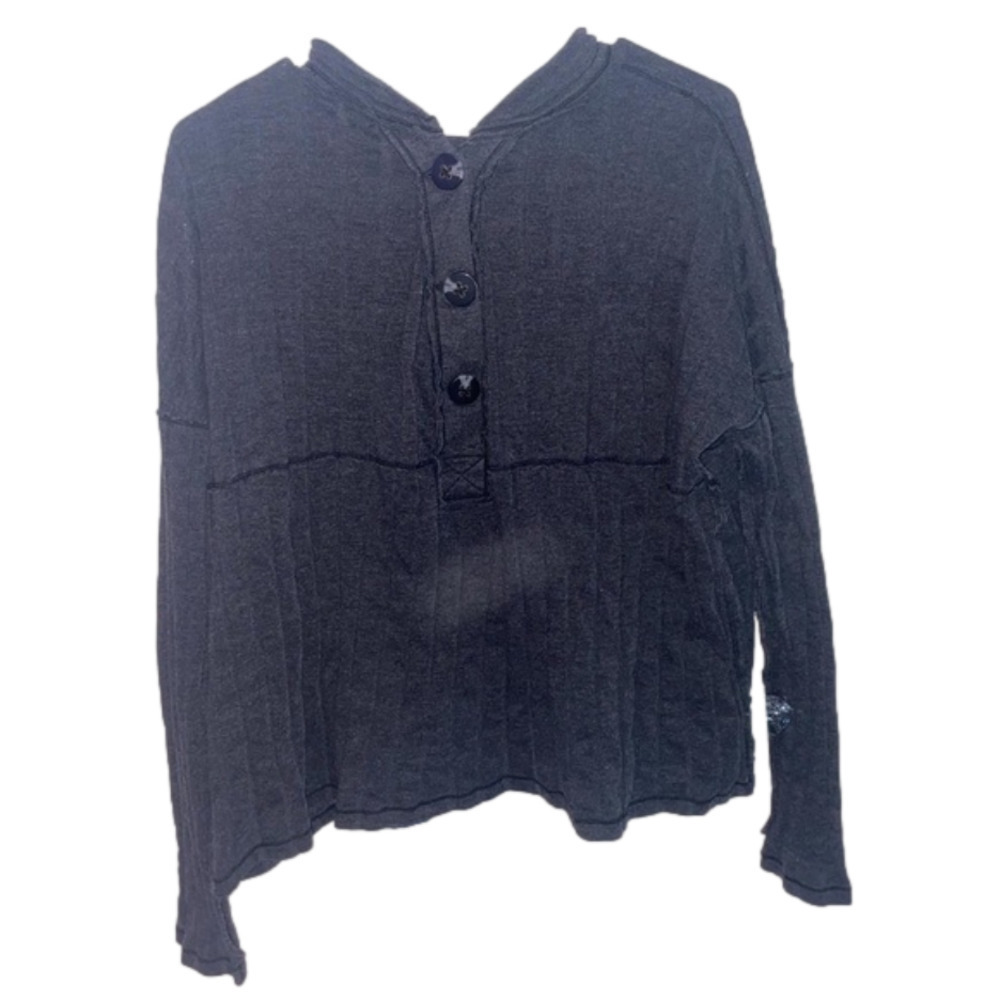 Dark grey button up sweater